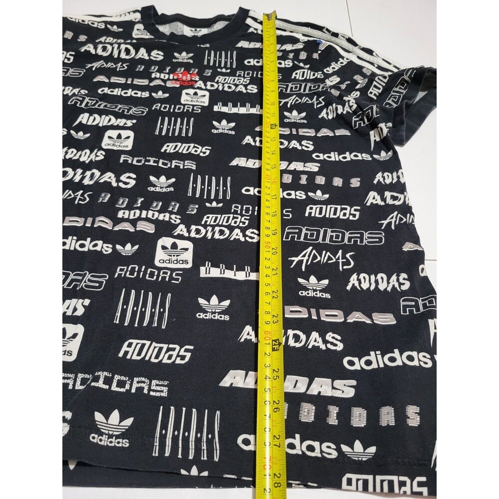(#2) Adidas Originals Mens Black Print All Over Trefoil Graphic Tee Size Xl - Picture 6 of 8